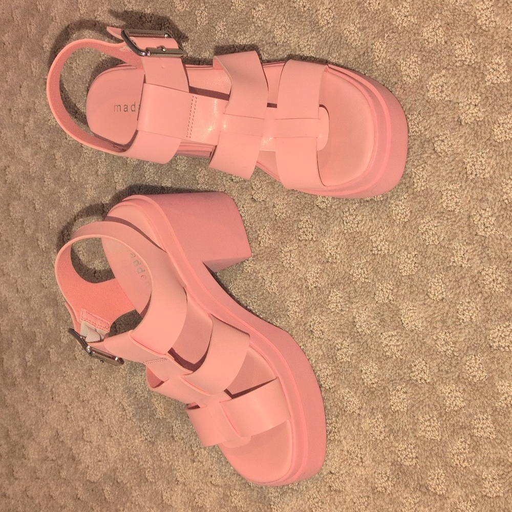 Steve Madden Pink Platform Chunky Heeled Sandals - Picture 11 of 13